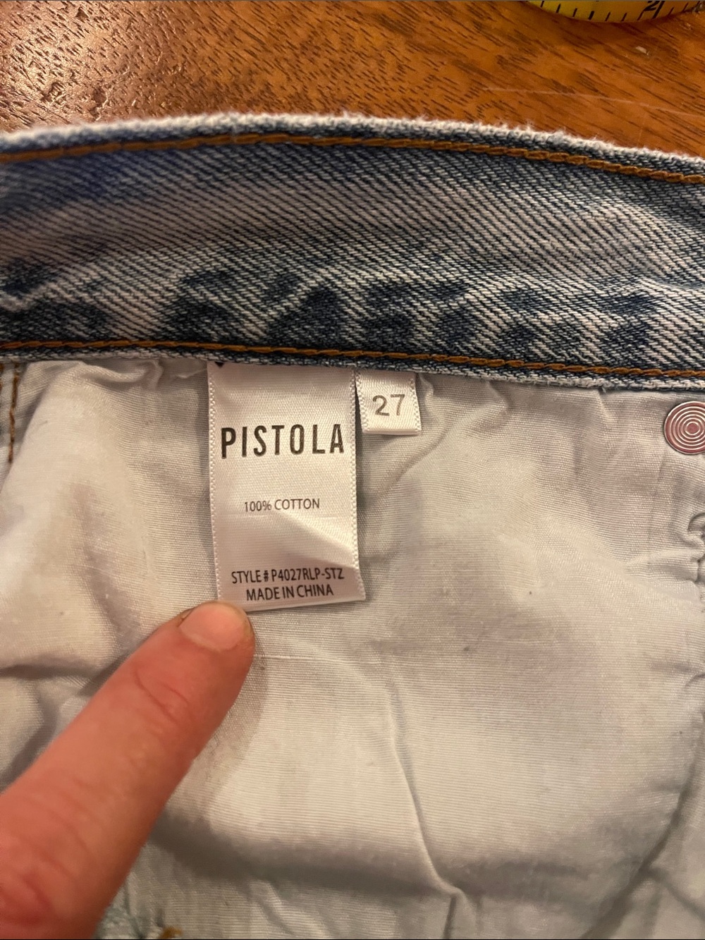 Pistola Distressed Button Fly Denim Shorts, size 27 - Picture 7 of 8